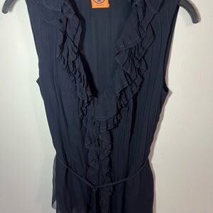 Tory Burch Midnight Blue Ruffle Blouse